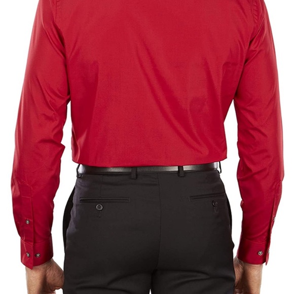 (1574) Van Heusen Men's Dress Shirt Fitted Poplin Solid 17 1/2 Neck 34/35 Sleeve - Picture 4 of 8